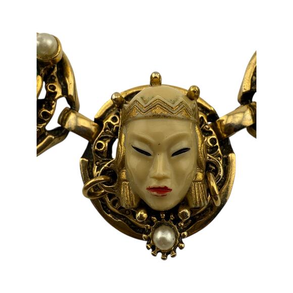 Vintage Selro Asian Princess Faux Jade Necklace - Picture 2 of 7